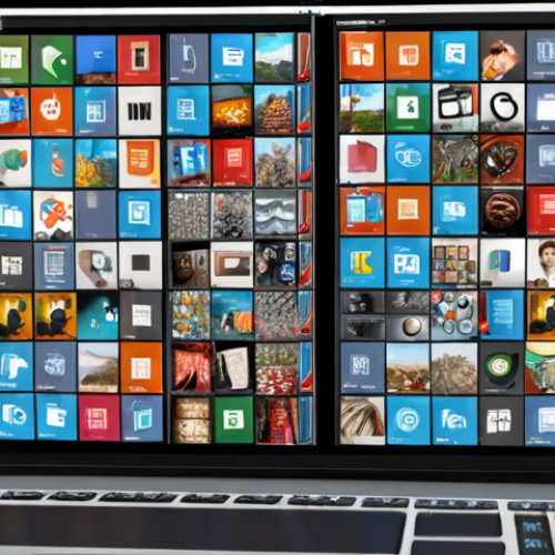 **A cluttered digital desktop:** Overlapping windows, scattered files, and overflowing app icons, symbolizing a loss of control over digital assets. A sense of digital chaos.